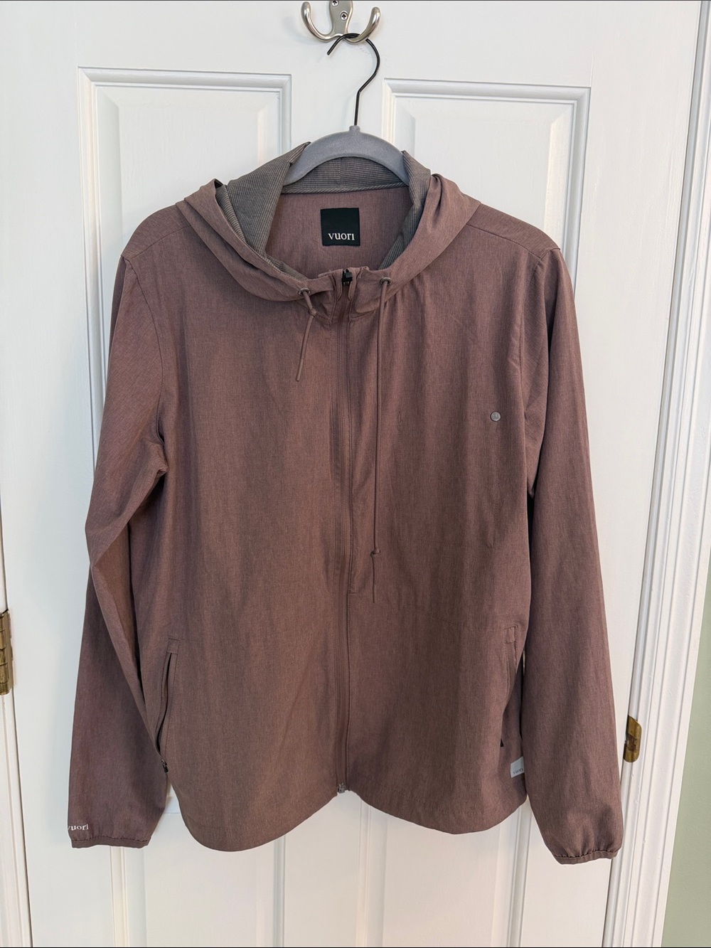 Vuori Lightweight Hooded Zip Jacket in Mauve Brown